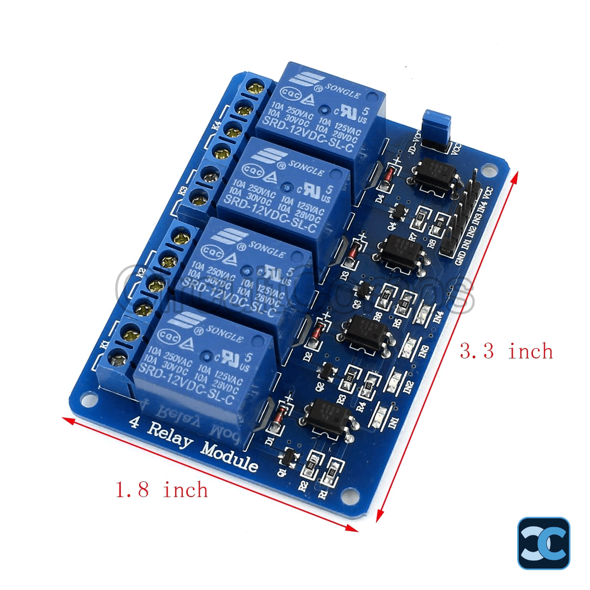 12V 4-Channel Optocoupler Relay Board Module Arduino Compatible