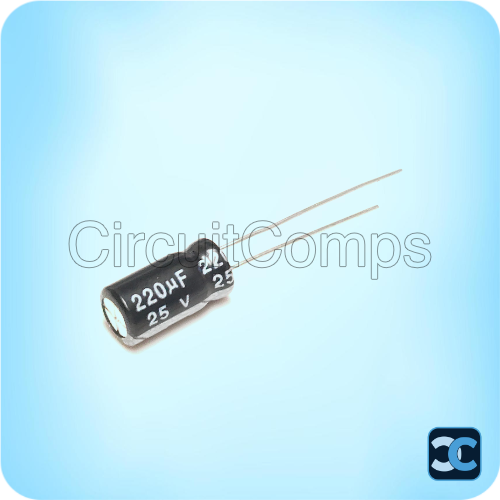 220uF 25V Electrolytic Capacitor 105C 6.3x12mm JWCO