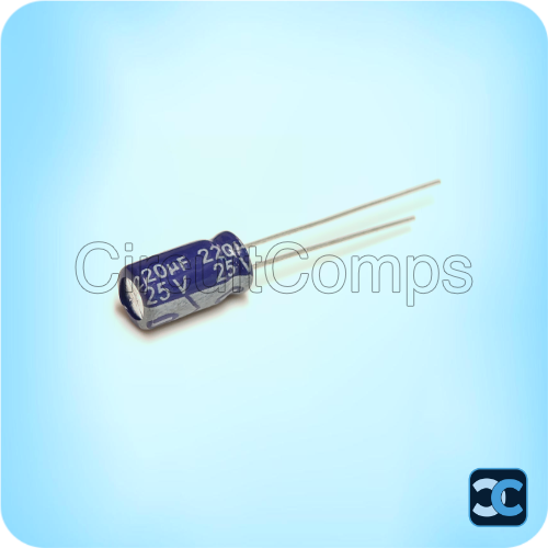 220uF 25V Radial Electrolytic Capacitor – Through-Hole Type