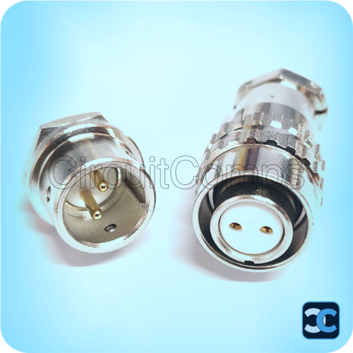 (PP-2PS) XLR 2-Pin Aviation Connector – 9mm Self-Locking Push Wire Adapter