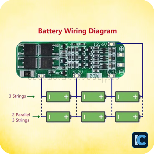 3S 20A BMS 18650 Lithium Battery Protection Board 11.1V 12V 12.6V