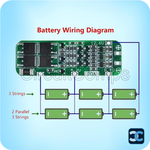 3S 20A BMS 18650 Lithium Battery Protection Board 11.1V 12V 12.6V