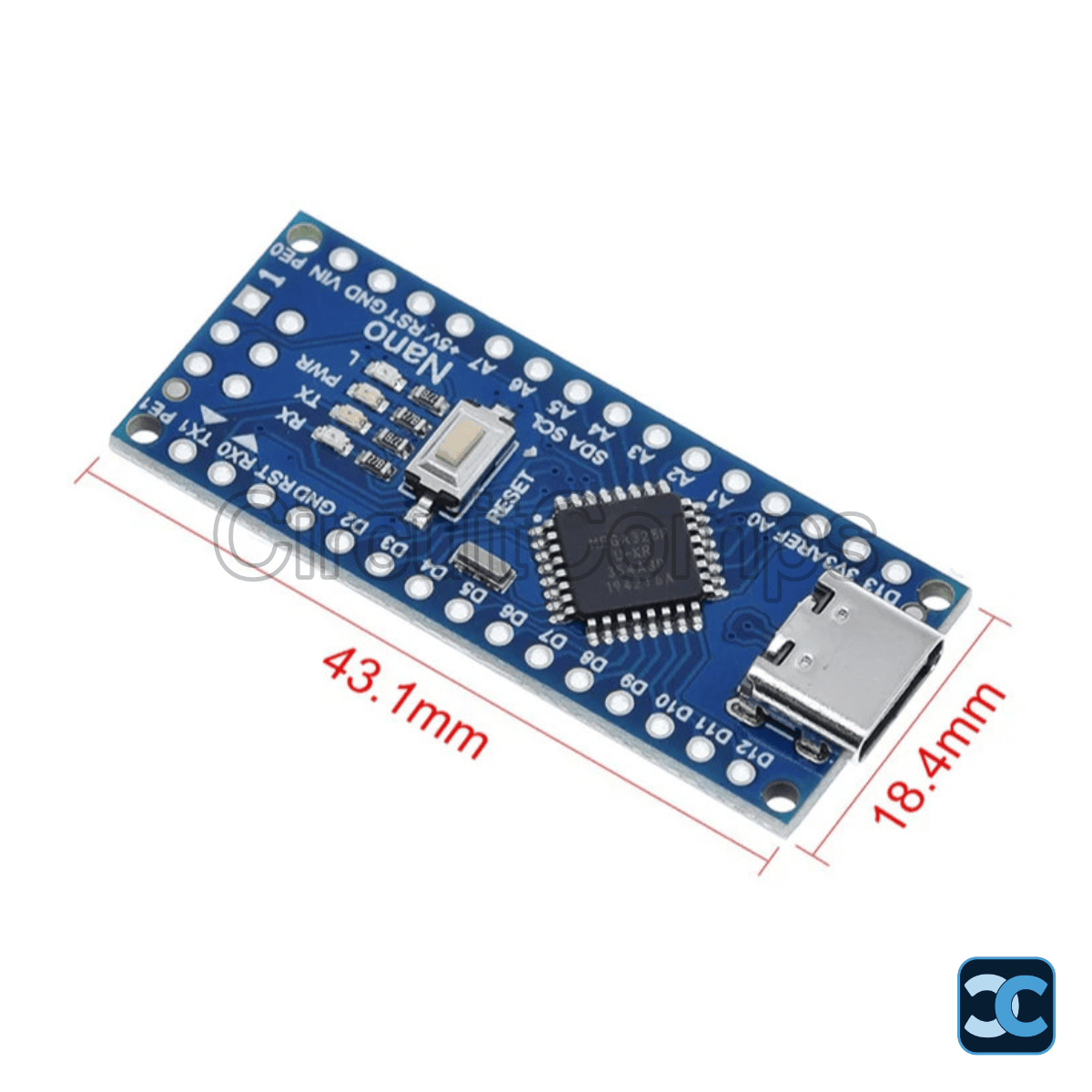 Arduino Nano V3.0 ATmega328P 5V/16MHz Type-C Development Board | CH340G Compatible Mini Microcontroller