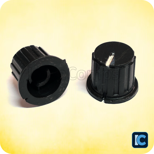 Black Potentiometer Knob – Black (Push-Fit, 6mm Shaft Compatible)