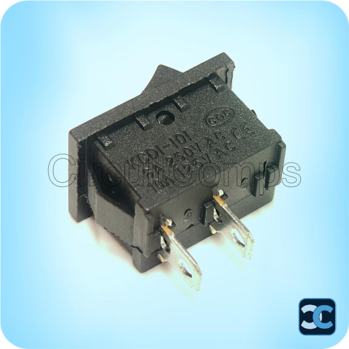 Black Rocker Switch KCD1 – 6A @ 250VAC ON/OFF SPST Panel Mount