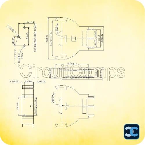 CR2032 3V Lithium Coin Battery | 2-Pin PCB Mount Cell