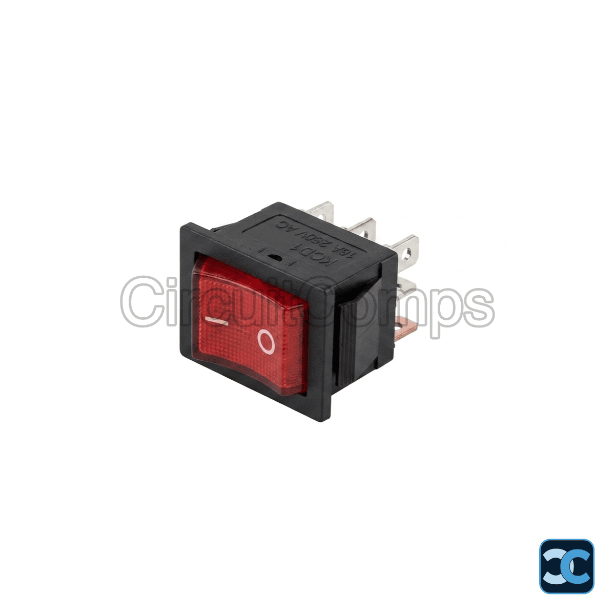 Calonix N620X DPDT Rocker Switch 16A 250V Red Illuminated