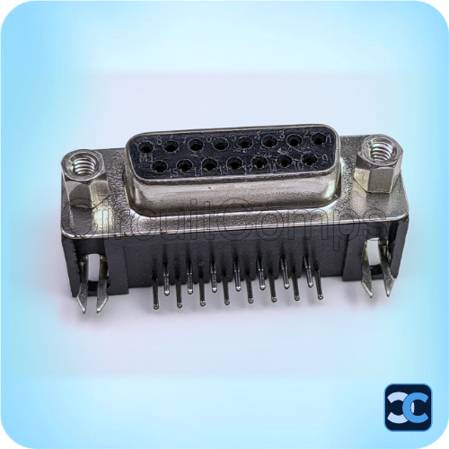 DB15 Female PCB Mount Right-Angle Connector (R/A) – Serial & Video Interface