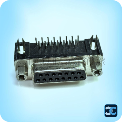 DB15 Female PCB Mount Right-Angle Connector (R/A) – Serial & Video Interface