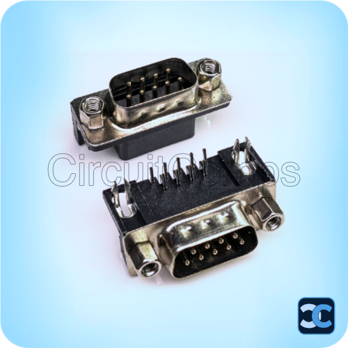 DB9 Male PCB Mount Right-Angle Connector (R/A) – RS232 Serial Port Interface