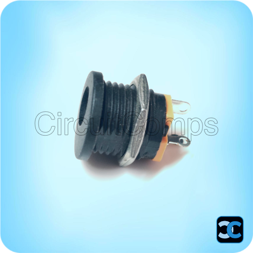 DC Socket 5.5x2.1mm Female Panel Mount Black Threaded Nut