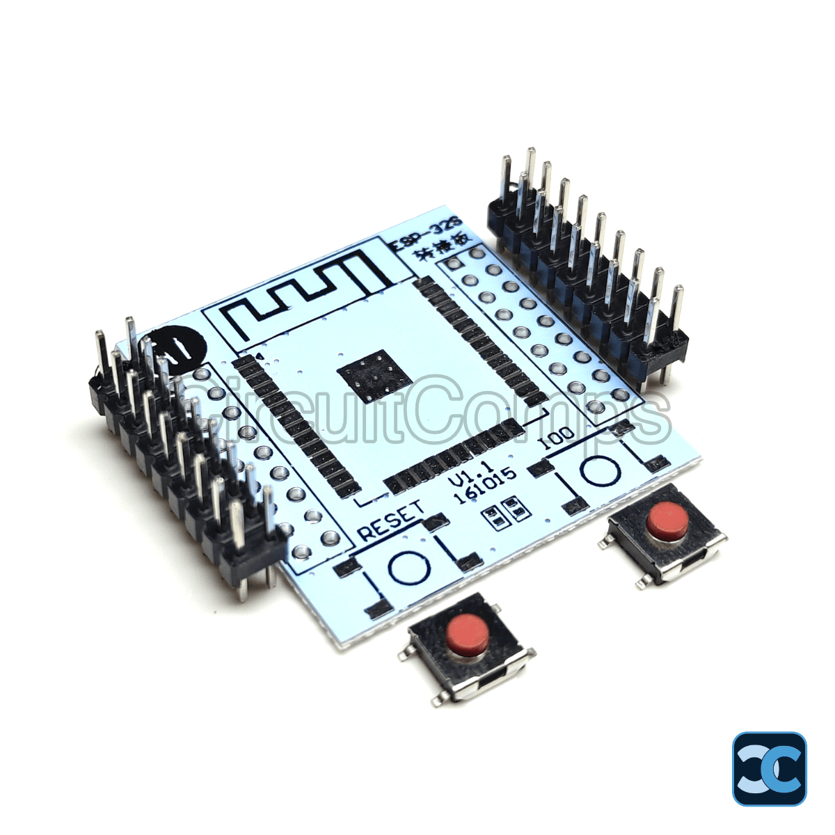 ESP32 ESP-WROOM-32 Adapter Breakout Board with Reset and Flash Buttons