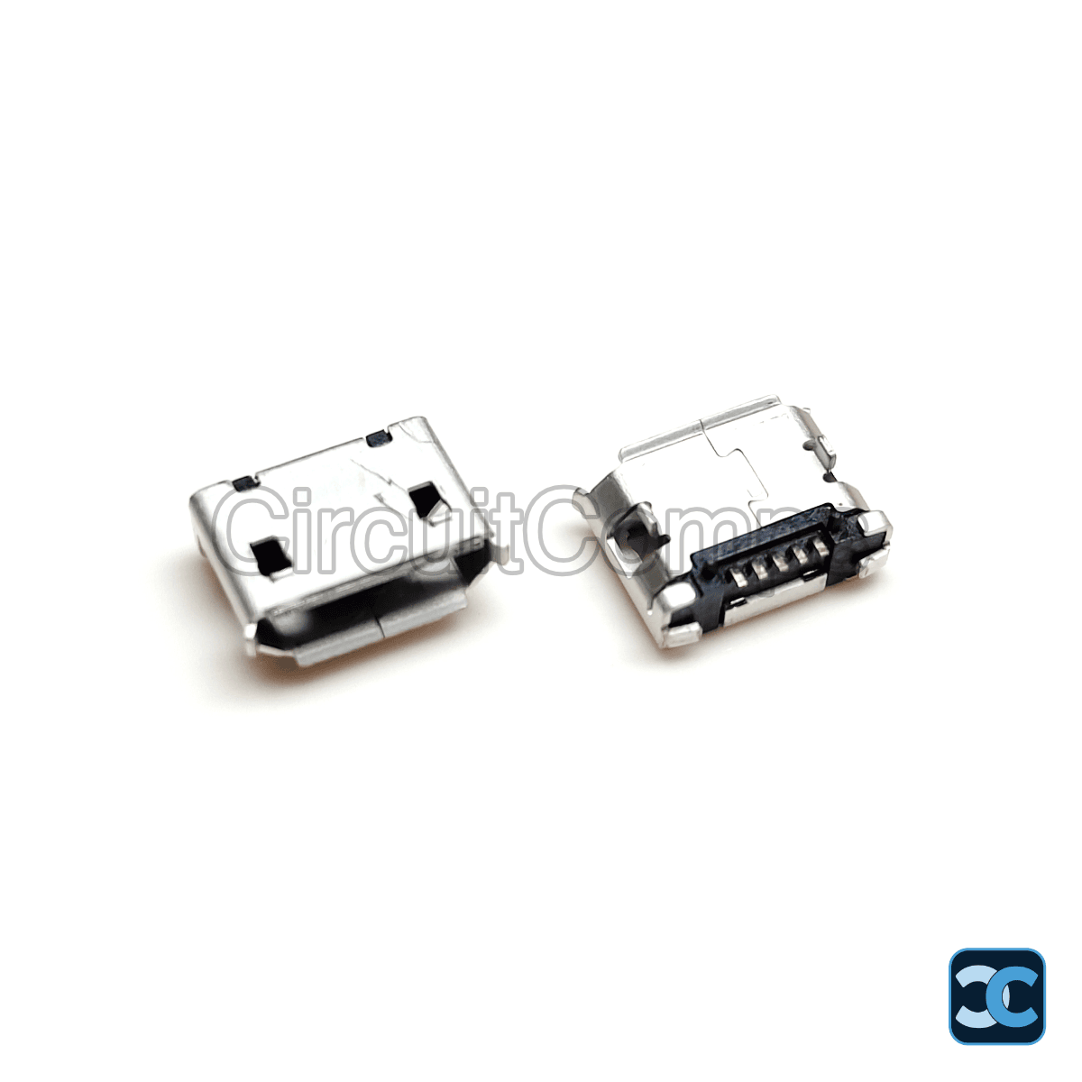 Micro USB Type B Female SMD Connector with Through Hole Support Legs 5 Pin