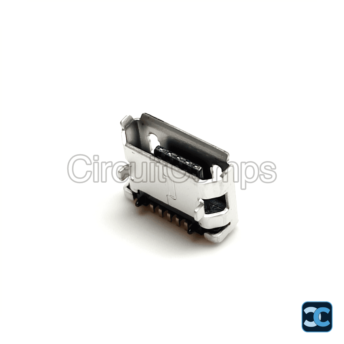 Micro USB Type B Female SMD Connector with Through Hole Support Legs 5 Pin