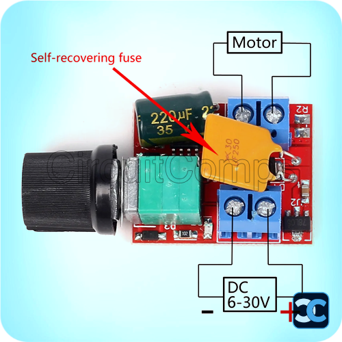Mini 5A PWM DC Motor Speed Controller Module (3V–35V) – LED Dimmer Switch