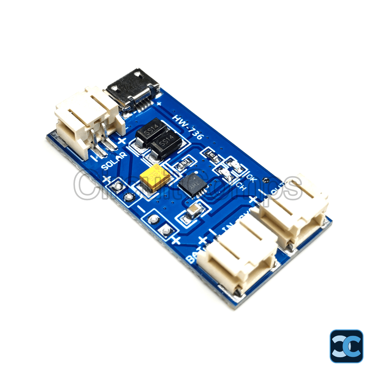 Mini Solar LiPo Charger Board CN3065 500mA with Micro USB and JST Connector