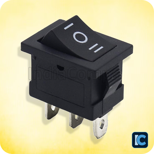 Black Rocker Switch KCD1-103 – 6A @ 250VAC ON-OFF-ON SPST Panel Mount
