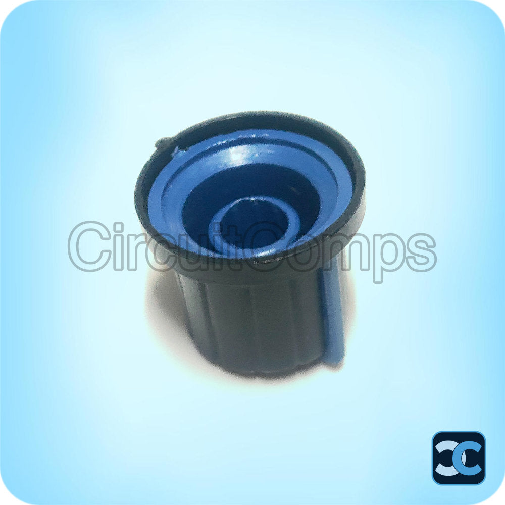 Black Potentiometer Knob 6mm Shaft Rubber Feel Push Fit Blue Pointer