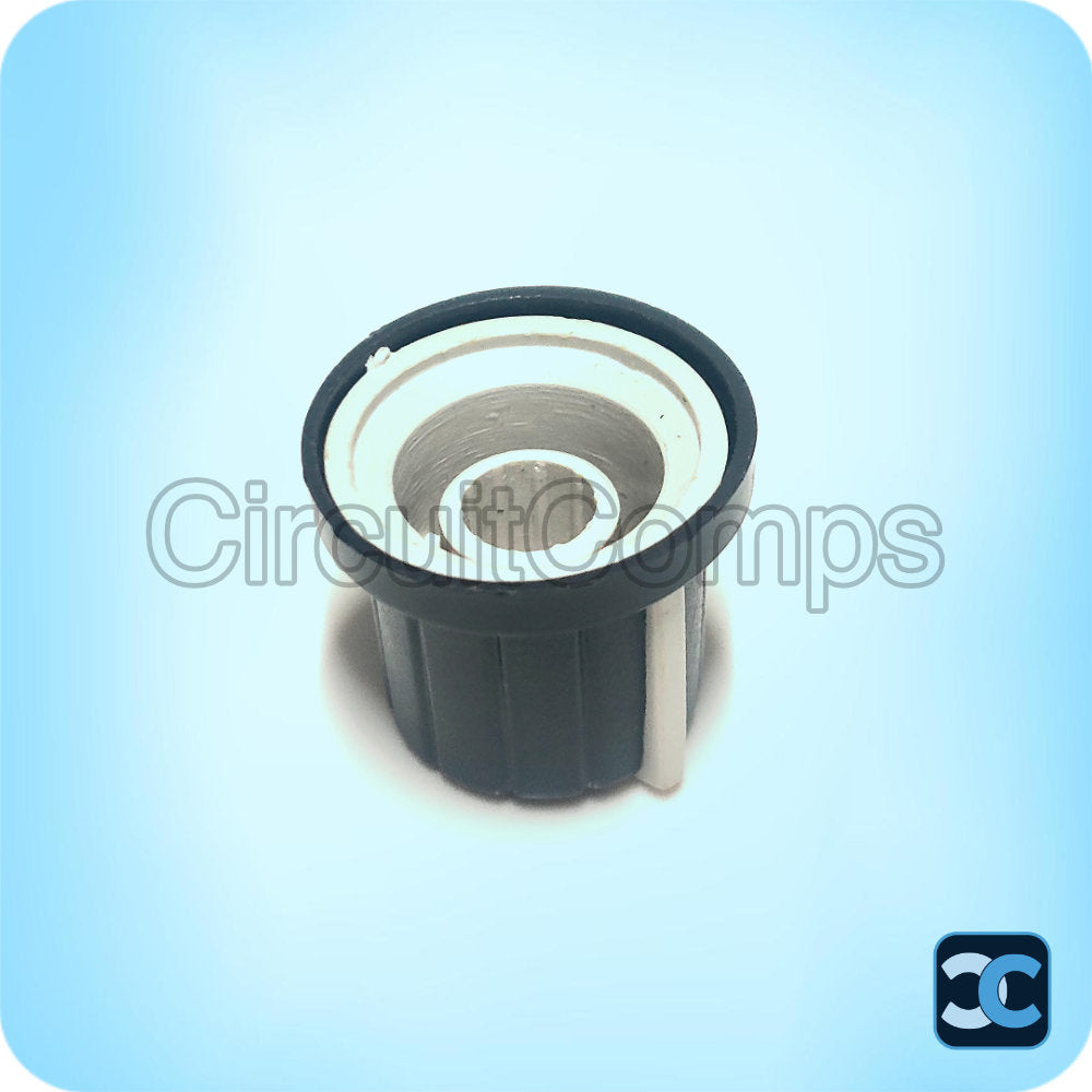 Black Potentiometer Knob 6mm Shaft Rubber Feel Push Fit White Pointer