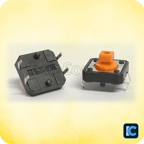 Tactile Push Button Switch 12x12x7.3mm – Red Square Head (3.8mm), Through-Hole Type