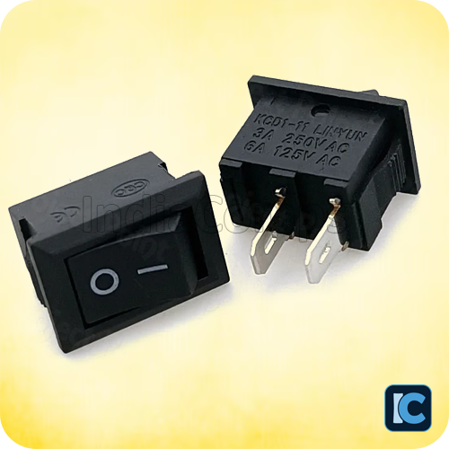 Black Rocker Switch KCD1 – 6A @ 250VAC ON/OFF SPST Panel Mount