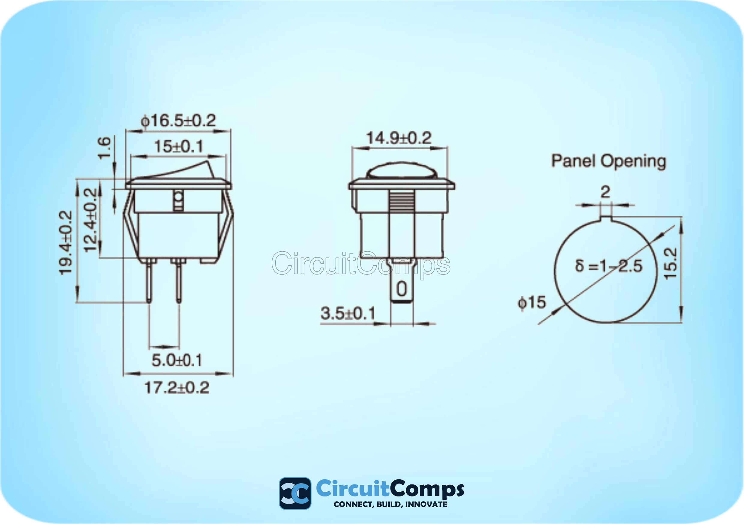 Buy Round Rocker Switch KCD1-108 3A@250VAC ON/OFF SPST Snap in Panel ...