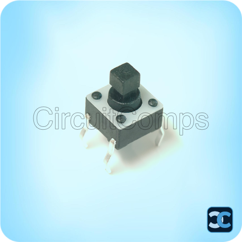 Tactile Switch 6x6x7.3mm Square Head 2.4mm Stem 4 Pin Through Hole
