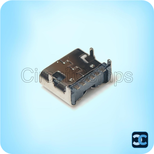 USB Type-C 6 Pin Female Connector Through Hole