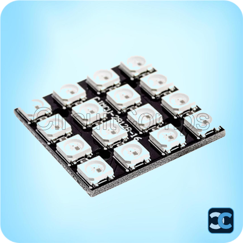 WS2812B(30x30 mm) 4×4 RGB LED Full-color Drive 16-Bit Development Board – Square Matrix (30mmx30mm)